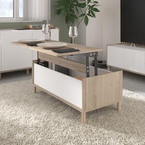 Tavolino rettangolare MORPHOS con funzione di sollevamento, altezza 100 x 50 x 43,6 cm - finitura rovere bianco