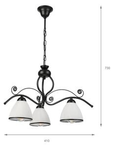 Lampadario a catena RETRO 3xE27/60W/230V nero/bianco