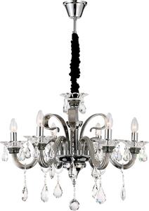 Lampada a sospensione Globo, struttura in metallo cromato, cristalli trasparenti K9, altezza regolabile, diametro: 700 mm, altezza: 1155 mm, esclusa lampadina: 6 x E14, 40W, 230V