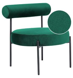 Sedia senza braccioli Rivestimento in velluto verde Smeraldo Seduta rotonda Design vintage Struttura in metallo nero Beliani