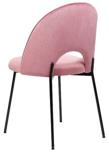 Set di 2 sedie da pranzo rivestimento in velluto rosa gambe nere glamour retrò Beliani