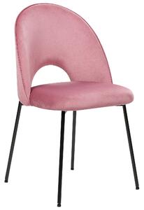 Set di 2 sedie da pranzo rivestimento in velluto rosa gambe nere glamour retrò Beliani