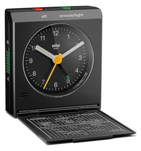 Braun BC05B Black Orologio Analogico Quarzo Sveglia Crescendo Snooze Luce Lancette Punta Luminosa Coperchio
