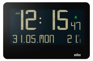 Braun BC14B Black Orologio da Parete Tavolo Digitale LCD Calendario Temperatura Sveglia Crescendo