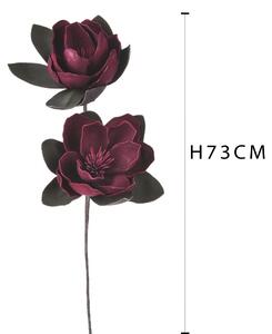Set 2 Magnolia Artificiale Composta da 2 Fiori Artificiali Altezza 73 cm Marrone/Ciliegia/Bordeaux