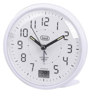 Trevi SL3P27 Bianco Orologio Sveglia Lancette Movimento Silenzioso Suoneria Elettronica Luce Temperatura