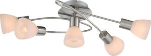 Lampada a soffitto Globo Lighting, struttura in metallo nichel opaco, diffusore in vetro bianco, dimensioni: 610x365x210 mm, esclusa lampadina: 5 x E14, 40W, 230V