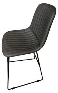 Mobilegno Sgabello Alto Cinquecento Ecopelle Grigio Scuro Struttura Verniciato Nero