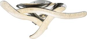 Plafoniera LED, cromo, cristalli, 54 cm, NABRO