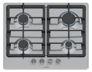 Bosch PGP6B5K90 Inox Piano Cottura Gas 60cm Comandi Frontali Sicurezza Fuochi Griglie Ghisa Serie4