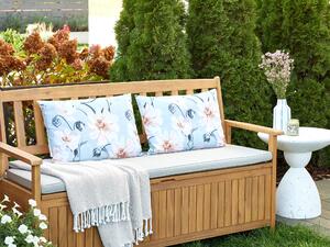 Set di 2 cuscini da esterno in tessuto di poliestere blu con motivo floreale 40 x 60 cm giardino terrazzo eleganti Beliani