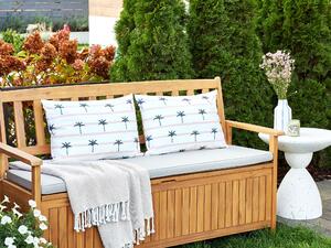 Set di 2 cuscini da giardino in poliestere bianco con motivo a palme 40 x 60 cm Rettangolare moderno per esterni resistente all'acqua Beliani