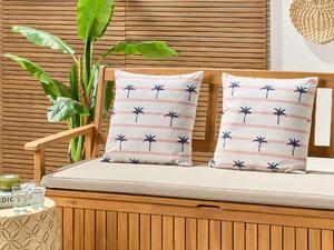 Set di 2 cuscini da giardino in poliestere bianco con motivo a palme 45 x 45 cm Rettangolare moderno per esterni resistente all'acqua Beliani