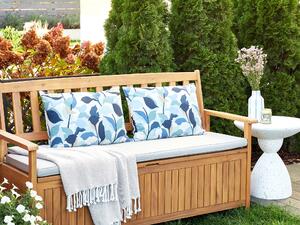 Set di 2 cuscini da giardino per esterni in poliestere con motivo a foglie blu 40 x 60 cm resistente all'acqua Beliani