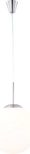 Lampada a sospensione Globo, struttura in metallo nichel opaco, diffusore in vetro opalino satinato, cavo in PVC trasparente, altezza regolabile, diametro: 300 mm, altezza: 1800 mm, esclusa lampadina: 1 x E27 60W 230V