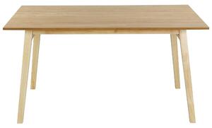 Tavolo da pranzo in legno chiaro MDF Legno di gomma 150 x 90 cm Gambe in legno Piano rettangolare impiallacciato Finitura naturale Cucina minimalista scandinava Beliani