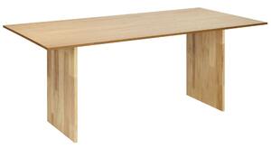 Tavolo da pranzo in legno chiaro MDF Rubber Wood 180 x 90 cm Gambe in legno Piano rettangolare impiallacciato Finitura naturale Cucina minimalista scandinava Beliani