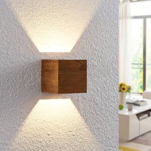 Lindby Benicio applique LED angolare, legno, 11 cm