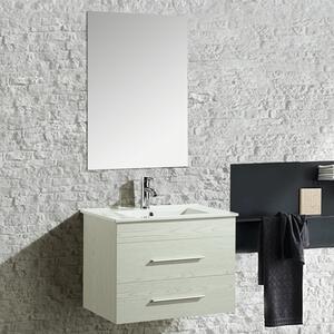Mobile Bagno Sospeso 70 cm Lavabo e Specchio Saturno Bianco