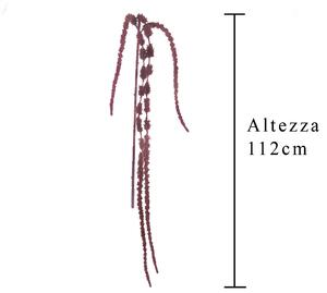 Set 12 Amaranthus Caudato Artificiali a 4 Diramazioni Altezza 112 cm Marrone/Ciliegia/Bordeaux