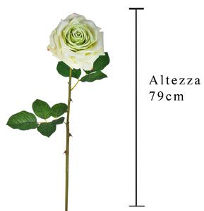 Set 4 Rose Artificiali Aperta Altezza 79 cm Verde