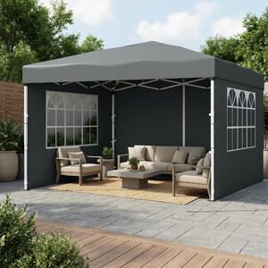 SONGMICS Tenda pieghevole 3 x 3 m, con pareti laterali, stabile, portatile, gazebo per giardino, cortile, mercato, protezione solare, grigio
