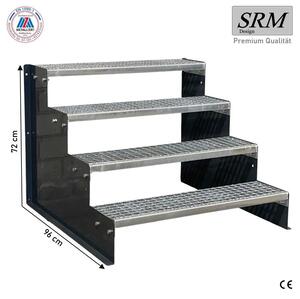 Scala a gradini autoportante a 4 gradini, modello 2, colore antracite, larghezza 60 cm, altezza 72 cm, senza ringhiera