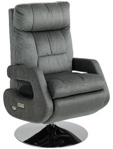 HOMCOM Poltrona relax elettrica girevole con funzione reclinabile, grigio scuro