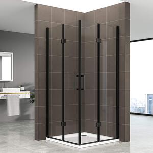 Cabina doccia i-flair con porta pieghevole 75x75x190 cm in vetro di sicurezza da 6 mm in nero - DK63