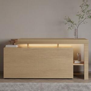 Credenza madia moderna design 170xH80 cm led rovere chiaro Skylar