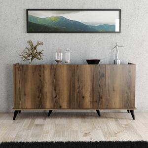 Madia moderna soggiorno 4 ante 180xH81 cm noce marmo nero Majestic