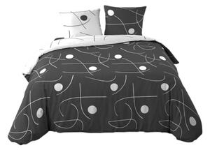 Set copripiumino e federa bianco/grigio scuro in microfibra per letto matrimoniale/per letto esteso 3 pezzi 240x220 cm Sonate – douceur d'intérieur
