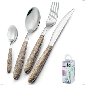 Confezione You&Me 16 pezzi vero larice, acciaio 18.0 nickel free, manicatura pbt sublimato acciaio lucido- posate