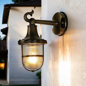 Luce da esterno rustico vetro scanalato vero ottone acciaio inox IP64 premium barca lampada casa balcone