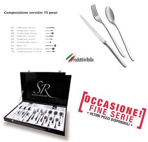 Servizio Posate 75 Pezzi MONICA in acciaio inox 18/10 lucidato a specchio Forgiato in astuccio , confezione regalo