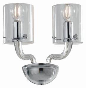 Applique Lampada Moderna Vetro Trasparente Finiture Cromo E14 Ambiente I-AURORA-AP2 TR
