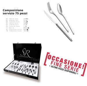 Servizio posate da 75 pezzi in Astuccio coltello manico vuoto Linea Goccia, EME acciaio 18/10 ( Aisi 304) , spessore 4 mm