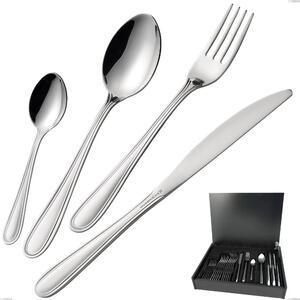 Servizio di posate 24 pezzi in astuccio di legno coltello economico City, Inox 18.10 (Aisi304), spessore 1.8 mm
