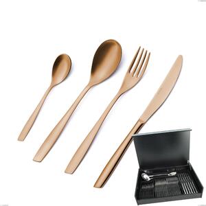 Servizio di posate 51 pezzi in astuccio di legno Eleven rose brunita lucida , Acciaio inox 18/10 (AISI 304), spessore 2,5 mm