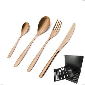 Servizio di posate 75 pezzi in astuccio di legno Eleven rose brunita lucida , Acciaio inox 18/10 (AISI 304), spessore 2,5 mm