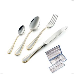 Servizio di posate 75 pezzi in astuccio regalo Impero oro, acciaio 18-10, oro 24 carati lucido, spessore 2.5 mm