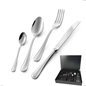 Servizio di posate 24 pezzi in astuccio di legno coltello economico Impero, ACCIAIO INOX 18.10(AISI304), spessore 2.5 MM