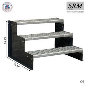 Scala a tre gradini, modello 2, colore antracite, larghezza 100 cm, altezza 54 cm, senza ringhiera