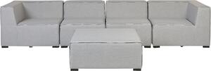 BELIANI Set di divani da giardino imbottiti grigio chiaro a 4 posti componibili con sgabello in stile moderno