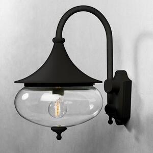Applique Konstsmide Libra in alluminio verniciato nero con vetro trasparente