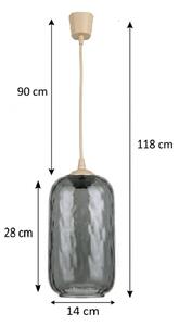 Brilagi - Lampadario LED su cavo R GLASS 1xE27/60W/230V diam. 14 cm beige/grigio fumé