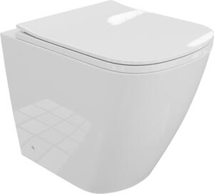 Vaschetta WC LAVITA modello Tyber | Coperchio WC con chiusura ammortizzata e cerniere in metallo | Sedile WC SoftClose | WC in Vetroceramica senza bordo di scarico | Vasca WC a pavimento | 35,5x51,5x43,5 cm |