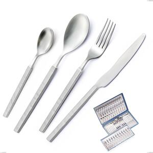 Servizio di posate 75 pezzi in astuccio regalo Zeus ICE , Acciaio 18/10 forgiato martellato sabbiato, spessore 4 mm, forgiato