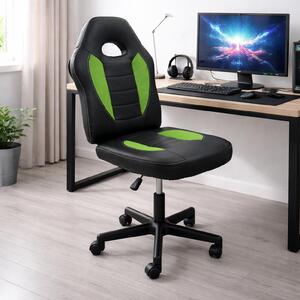 Sedia da scrivania regolabile in altezza, con funzione girevole a 360°, colore nero e verde
