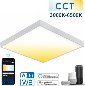 60x60 LED CCT Smart Panel Pannello a plafone Plafoniera a plafone Dimmerabile incl. cornice Controllo tramite smartphone (APP)